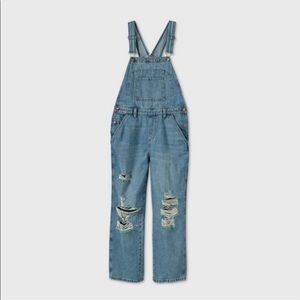 Women’s distressed overalls